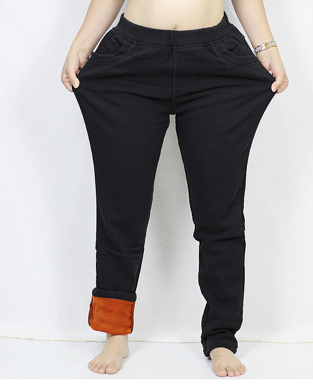 特肥300斤大码女装裤子加大码胖妹妹高腰牛仔加绒裤子250斤保暖裤