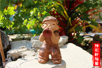 Pottery Figure Pure Handmade Clay Pottery Clay Man Family Residence Ornament Character Furnishing Blow Horn