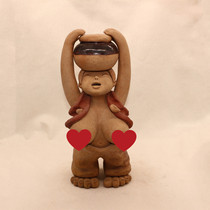 Pure Chinese Hotel Furnishing Handmade Pottery Figure Clay Top Altar Children Hotel Decorated Wine Shop