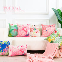 Fire Birds Holding Pillows Nordic cotton Hemp Holding Pillow Cover Sofa Backrest Waist Pillow American Minimalist Flowers Square Pillow Lean to Pillows