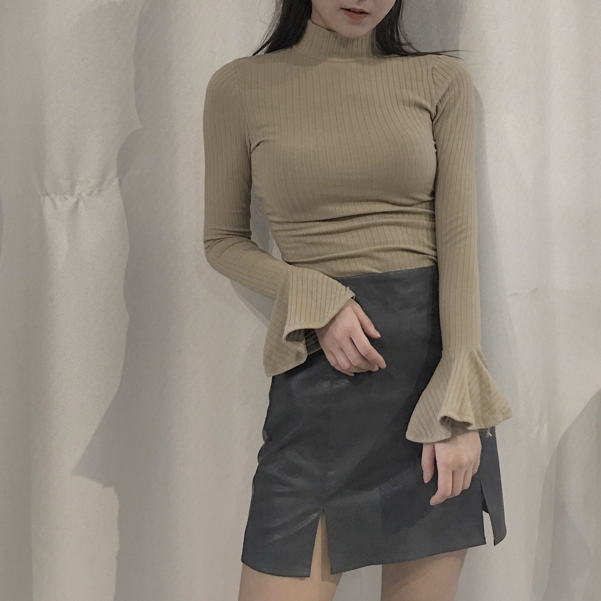 实拍 纯色皮裙高腰半身裙 实价 - 商品详情 - 搜款网 - 真实档口一手