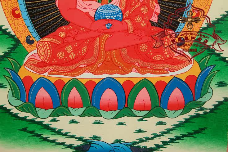 西藏红藏式彩绘描金版画装饰大日如来释迦牟尼开光精招财辟邪唐卡