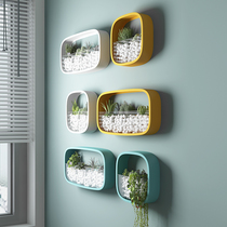 Wall wall hanging flower pot stand Nordic living room balcony wall shelf creative geometry wrought iron wall decoration plant flower stand