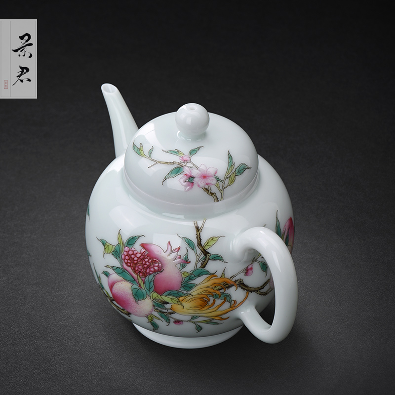 Jingdezhen JingJun enamel teapot live tiancheng hand - made ceramic teapot single pot home little teapot
