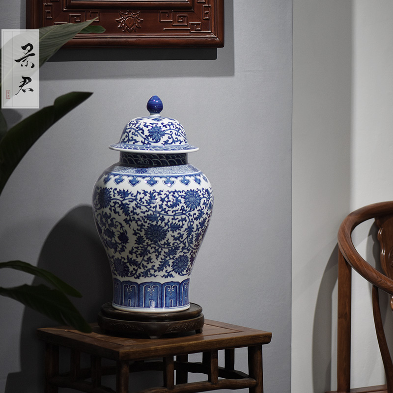 JingJun jingdezhen porcelain hand - made of high - grade household adornment blue and white porcelain vase
