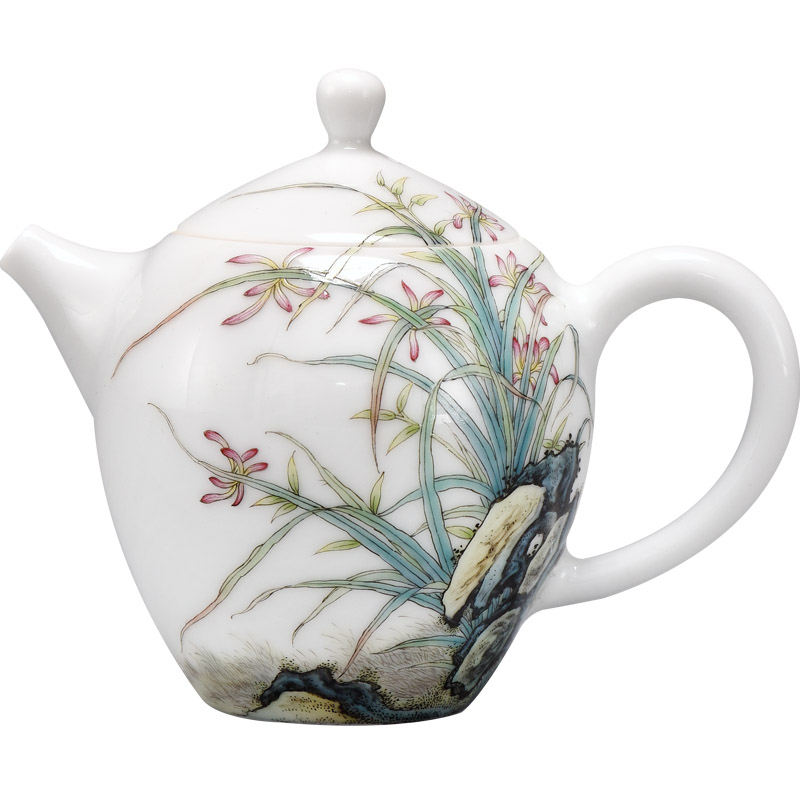 Jingdezhen manual powder enamel teapot JingJun corn poppy mitral pot teapot household kung fu tea set