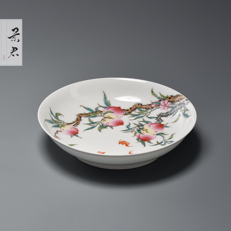 JingJun jingdezhen ceramics peach pot bearing plate appreciation tea accessories furnishing articles of Chinese style decoration decoration process