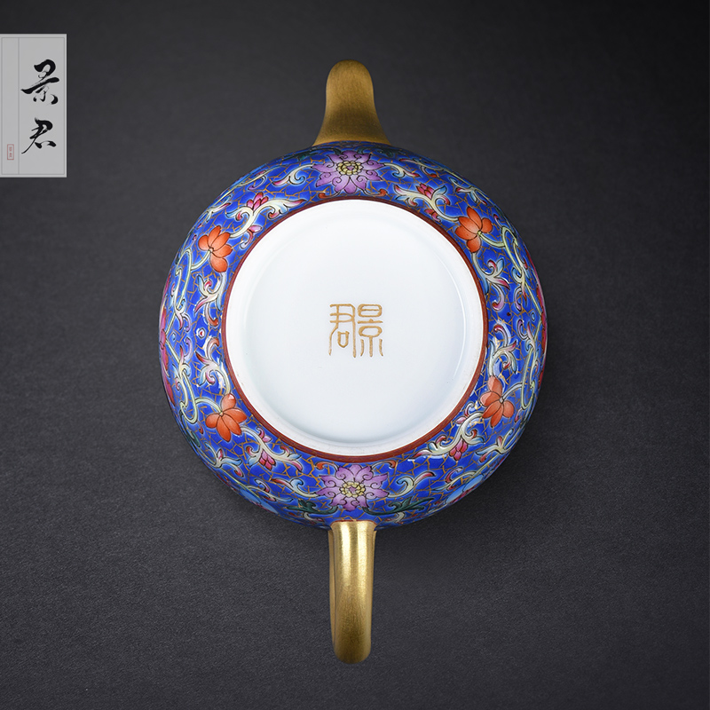 JingJun jingdezhen hand - made colored enamel porcelain teapot kung fu tea set single pot of tea tea
