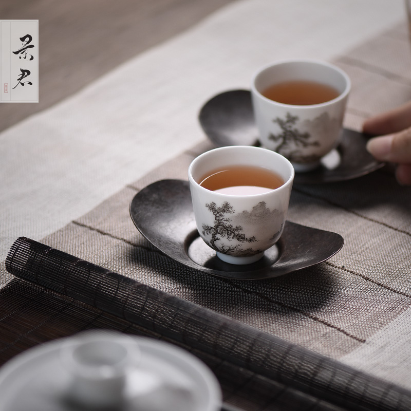 JingJun jingdezhen ceramic tea set hand - made color ink landscape sample tea cup cup kunfu tea cup tea cup