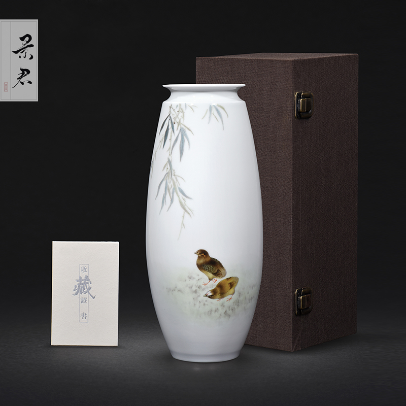 Jingdezhen ceramics hand - made painting of flowers and pastel celadon vase home sitting room craft supplies restoring ancient ways furnishing articles