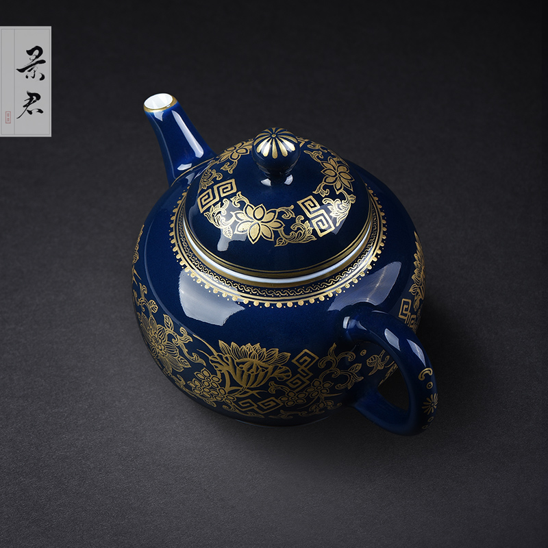 JingJun jingdezhen ceramic checking antique ji blue kung fu tea teapot hand - made paint single pot of little teapot