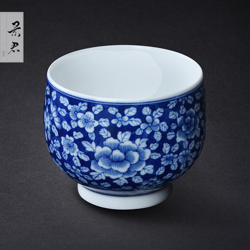 JingJun jingdezhen ceramic cups kung fu masters cup hand - made green flower porcelain sample tea cup small teacup full manual