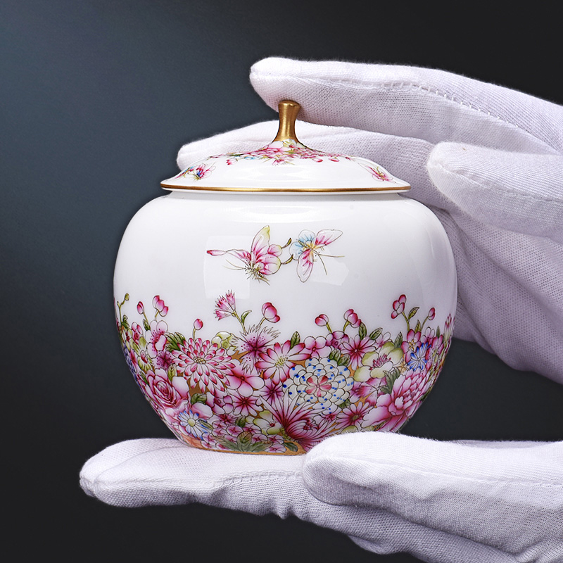 Hand colored enamel JingJun jingdezhen ceramics all Hand tea pot storage tanks' lads' Mags' including nuts furnishing articles