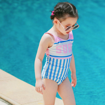 Girls new childrens swimsuit one-piece swimsuit Little princess baby triangle girls resort spa bow swimsuit