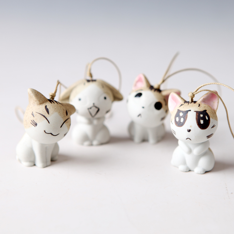 QingGe porcelain decoration craft ceramic lovely kitten packet hung ceramic package accessories pendant jewelry market. I sources