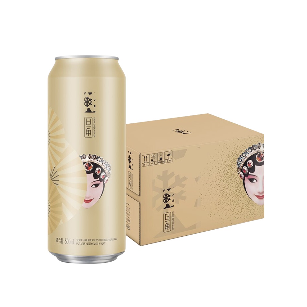 雪花啤酒脸谱旦角啤酒500ml*12听听装整箱 新鲜爽口正品 包邮