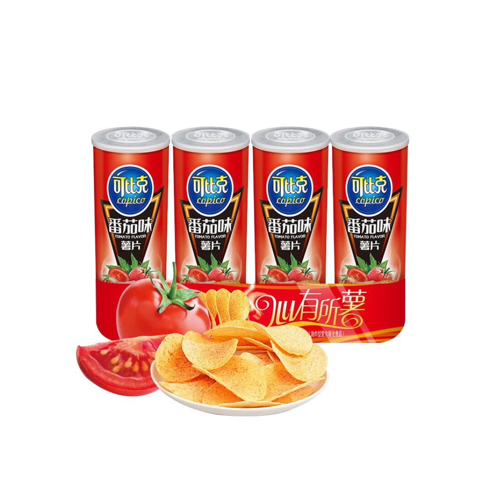 可比克薯片番茄味105g4罐