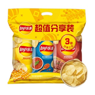 Lay’s/乐事薯片超值分享装（原味/红烩/烧烤）70g×3包零食小吃