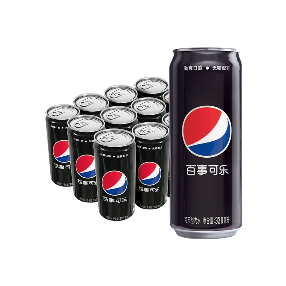 百事可乐无糖pepsi 碳酸饮料汽水 330ml*12罐 *2件