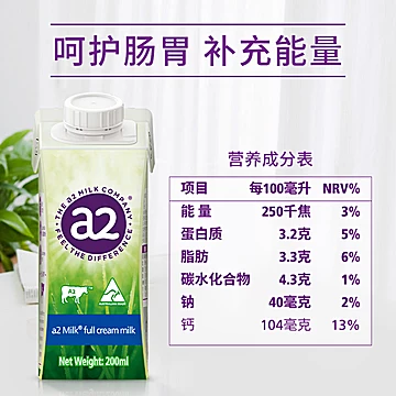 a2！澳大利亚全脂纯牛奶200ml*12瓶[5元优惠券]-寻折猪