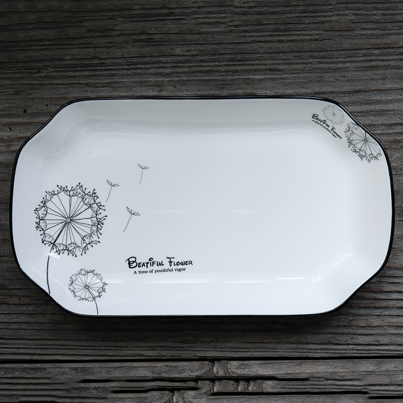 The Sioux ceramic fish plate dandelion contracted household ceramic plate - 12 inch corner cut 2 only plate