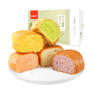 良品铺子五彩蔬菜面包手撕面包1kg糕点休闲零食