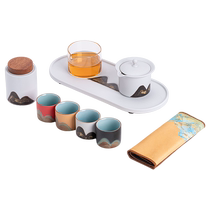 Sus ceramic hand-painted glaze painted with colorful thousands of miles Jiang Shan Four-colour cup line Cloud pot suit dry bubble pan Yalbai Genesis set