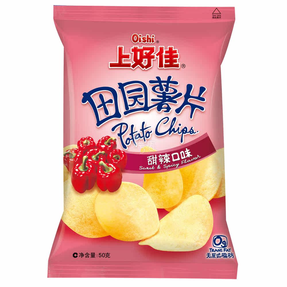 【天猫超市】上好佳 薯片 甜辣味50g/包 休闲 零食 无反式脂肪