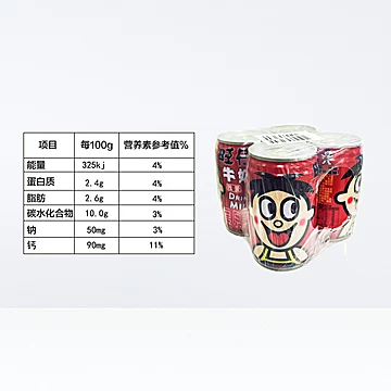 旺仔牛奶复原乳营养早餐学生奶145ml*4罐[2元优惠券]-寻折猪