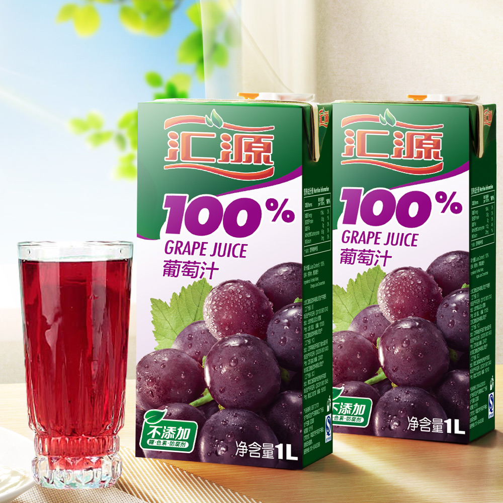 【天猫超市】汇源100%葡萄汁1l/瓶浓缩果汁水果饮料果汁 饮品