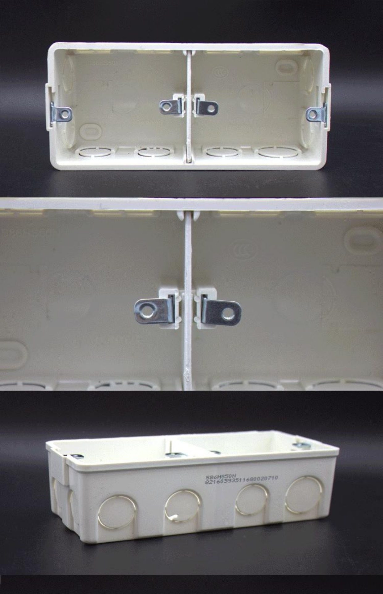 正品杭州鸿雁开关插座底盒接线盒 双86型开关插座双线盒 暗盒