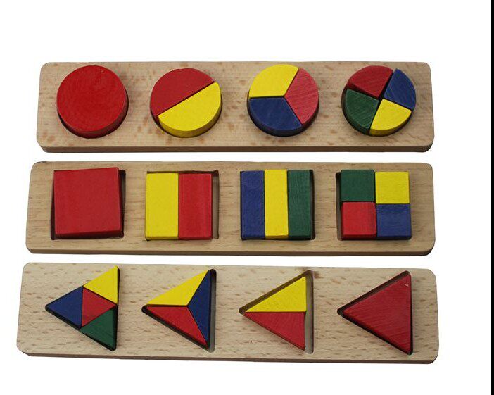 分解三角形 圆形 正方形 家庭版蒙氏教具 分数学习 几何 议价绕行