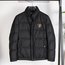 Cowhide down jacket mens short collar slim leather jacket Haining leather jacket winter plus velvet thickened coat tide