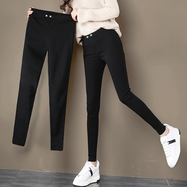 Magic pants small feet spring and autumn and winter thin black pants were thin wild black pants plus velvet leggings pants wear Magic pants small feet spring and autumn and winter thin black pants were thin wild black pants plus velvet leggings pants wear