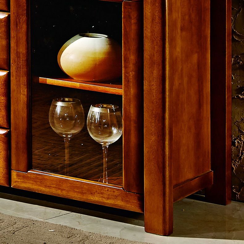 纯实木餐边柜 楠木深色全实木低装饰柜 现代中式家具 yp