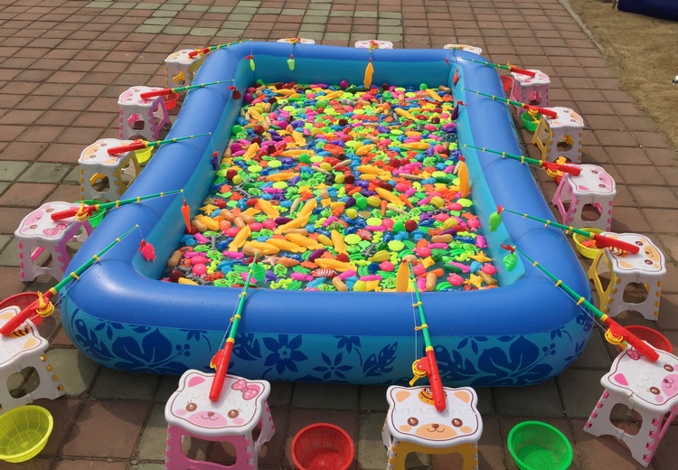 儿童钓鱼池套装 广场摆摊加厚充气水池戏水池 磁性钓鱼玩具池套装