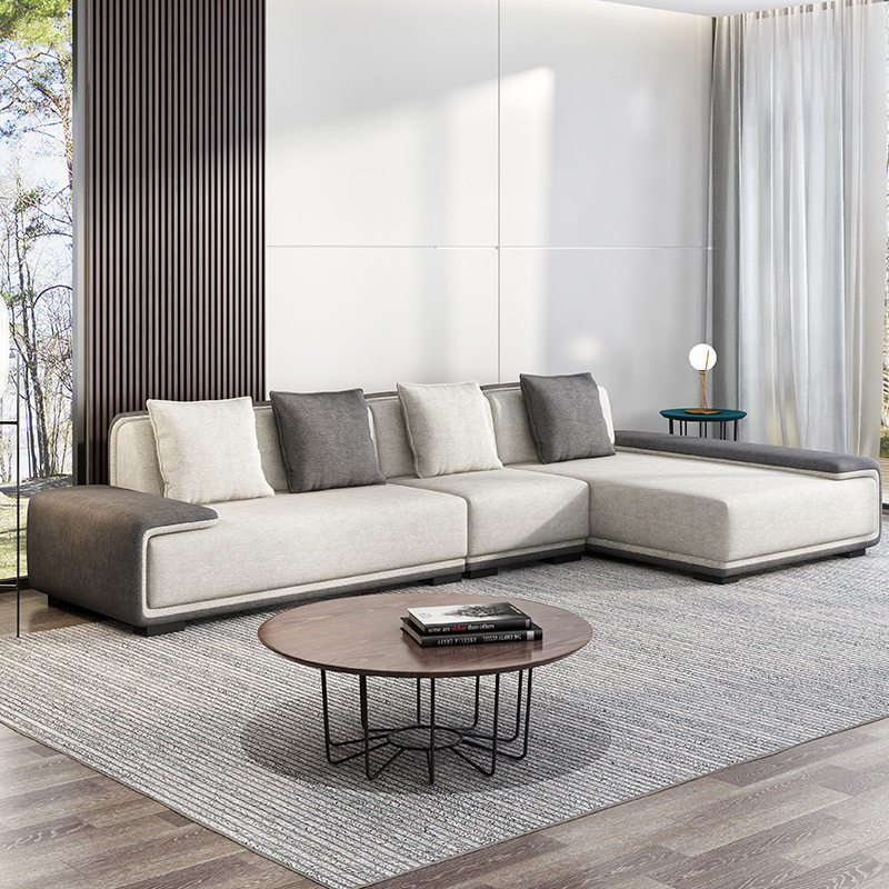 米兰纳布艺沙发简约现代沙发客厅组合大小户型可拆洗实木家具