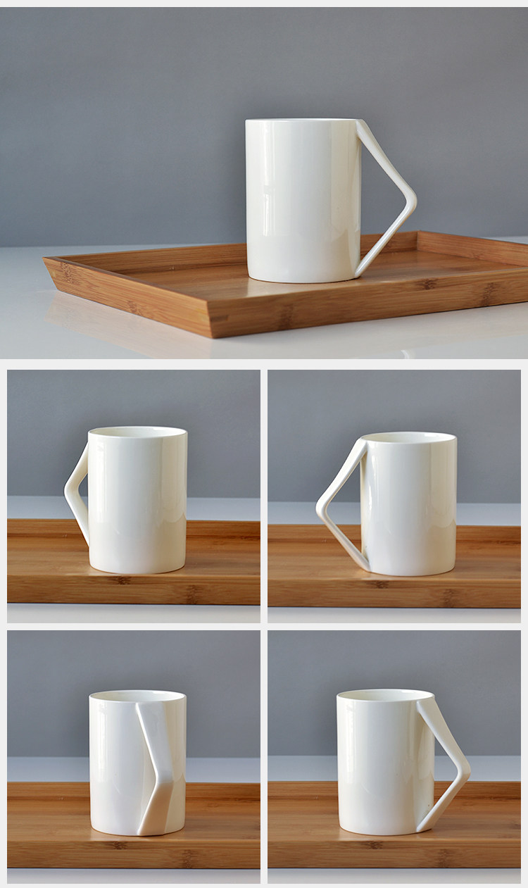 马克杯简约咖啡杯子陶瓷骨瓷杯创意情侣杯纯白早餐水杯可定制logo