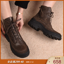 Artmu Amu original retro thick-soled Martin boots womens head layer cowhide short boots neutral handsome womens boots New