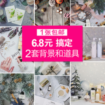 3d Christmas background paper ins Net red photo props ornaments jewelry Food photography background cloth shooting props
