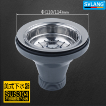 Promotional washing basin drain kitchen sink accessories 304 stainless steel basket drop water single double tank 110 114