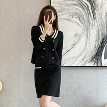 RMOJUL Aging Doll Collar Knit Cardiovert half skirt Two sets 2022 Chunqiu New womens fashion casual suit