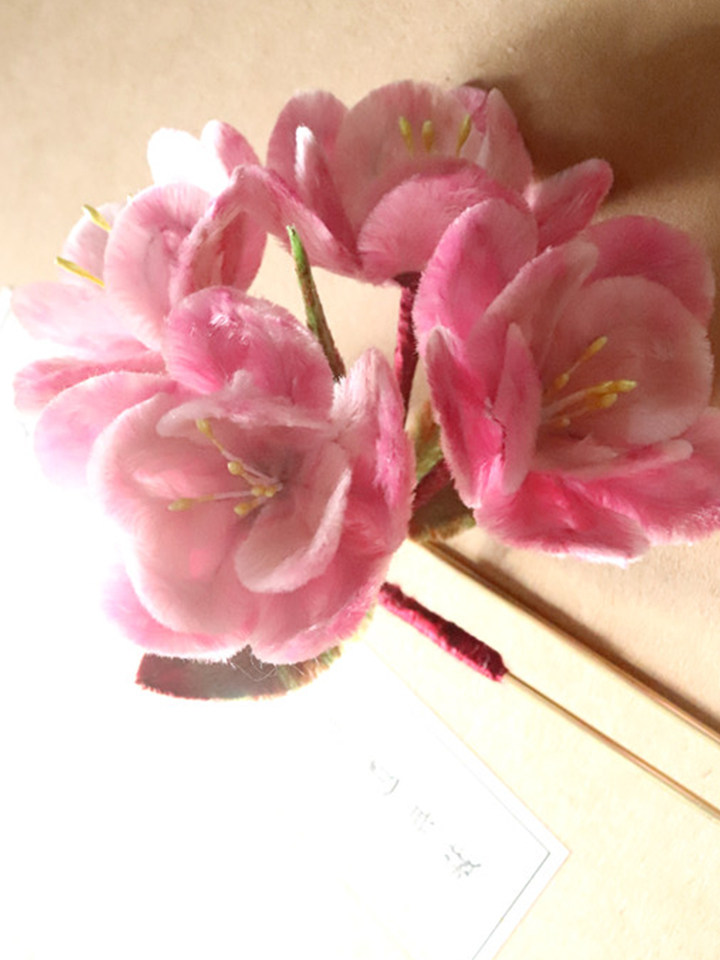 扬州绒花古风蚕丝手工海棠绒花