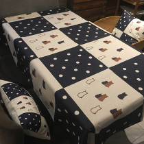 Japanese cotton linen table cloth polo cat checkerboard restaurant tablecloth Bar Cafe fabric tea table cloth cloth