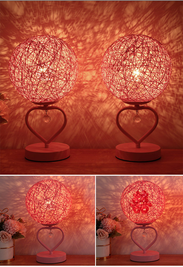 结婚台灯婚房喜庆卧室床头长明灯礼物红色新娘陪嫁灯一对婚庆台灯