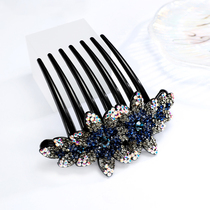 Mrs. Zhangs seven-tooth plate hair artifact insert comb large red hairpin pan head simple style elegant rhinestone hairclip