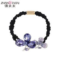 Head rope female Net red ins Hairband hair rope headdress Korean simple rhinestone floral headdress tie hair tie head jewelry