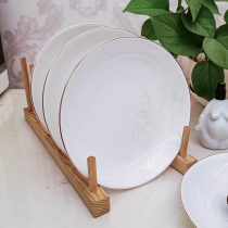 Household bone china dish dish rice plate personality creative round 8 inch plate Nordic tableware deep plate microwave oven available