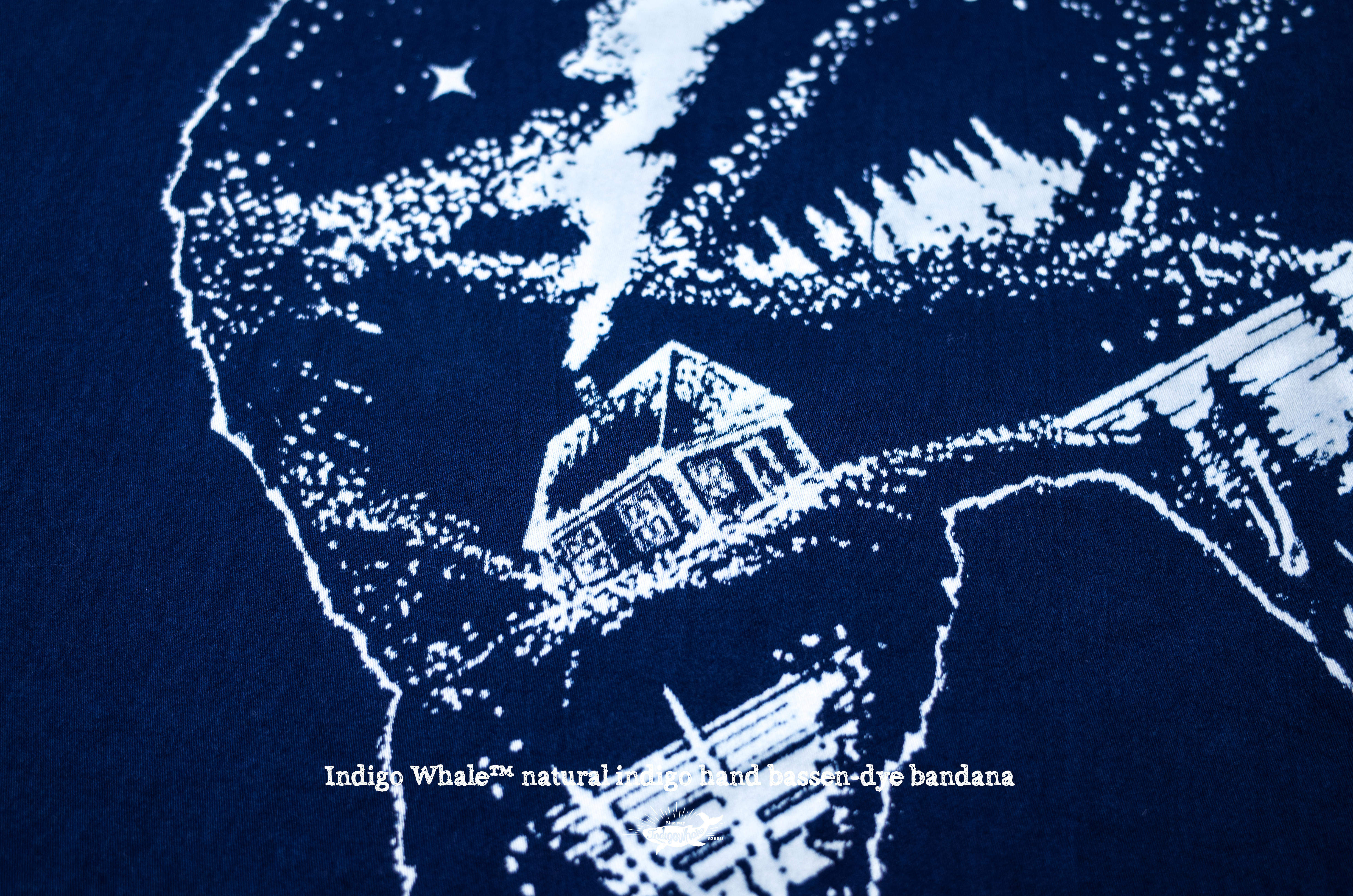 indigowhale 植物蓝染纯手工indigo拔染bandana美式复古方巾