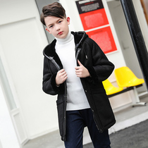 Boys' lamb fur coat with fur as a fur coat